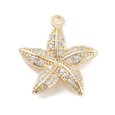 Brass Pave Clear Cubic Zirconia Pendants X-KK-Z061-09G-01-1