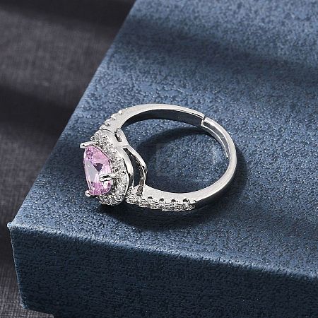 Brass Micro Pave Cubic Zirconia Cuff Open Rings CU-CBA5C10-04P-1