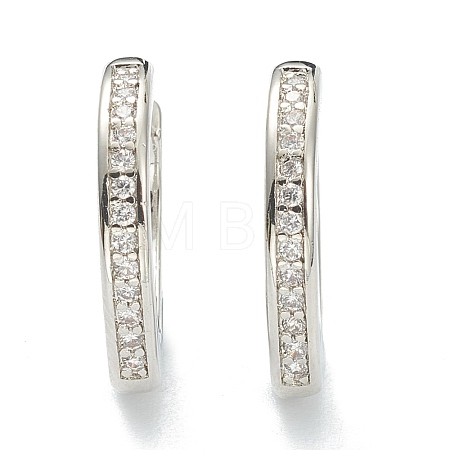 Brass Micro Pave Clear Cubic Zirconia Huggie Hoop Earrings EJEW-A058-26P-1
