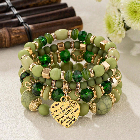Boho Style Wood Beaded Stretch Bracelet Sets for Women WGE3C3B-30-1