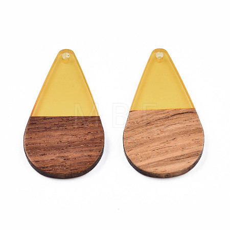 Transparent Resin & Walnut Wood Pendants RESI-N025-030-C08-1