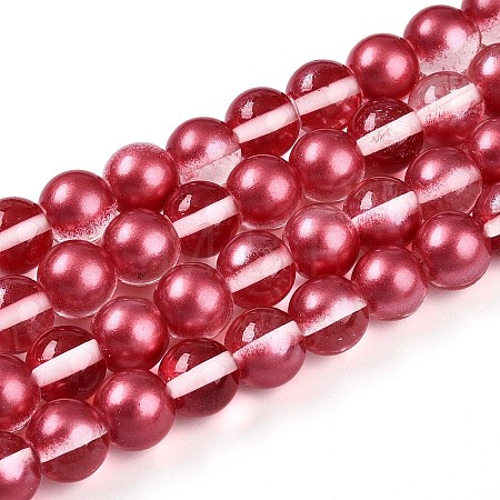Baking Paint Transparent Glass Beads Strands DGLA-N011-10mm-06-1