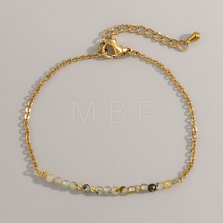 Natural Rutilated Quartz Beads Link Bracelets AL8612-1-1