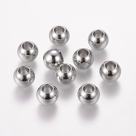 Tarnish Resistant 304 Stainless Steel European Beads STAS-E034-1-1