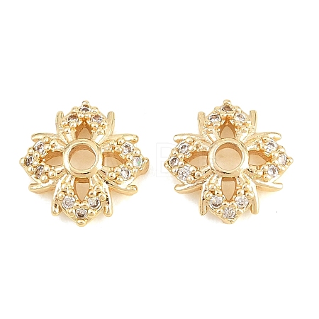 Brass Clear Cubic Zirconia Beads KK-B186-05G-1