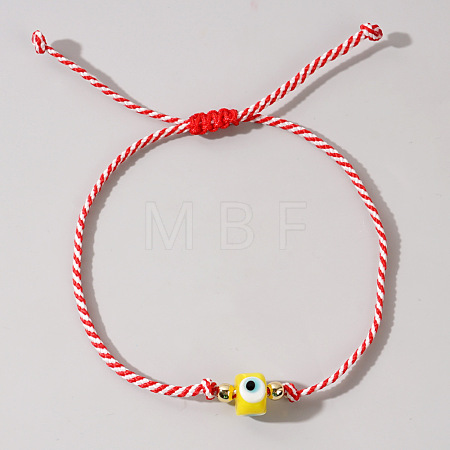 Adjustable Glass Evil Eye Braided Bead Bracelets for Men and Women PI2315-5-1
