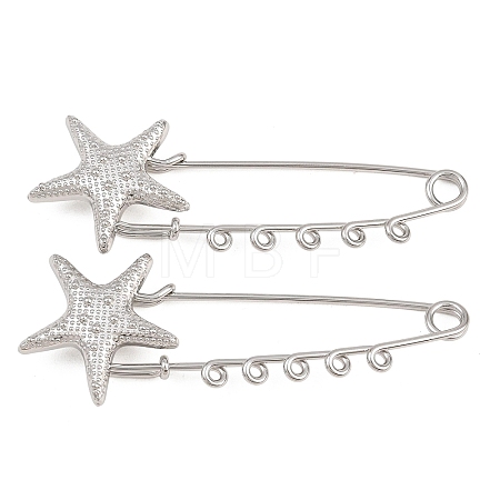Starfish 304 Stainless Steel Safety Pins Brooch Findings SA-CBA098D-16B-P05-1