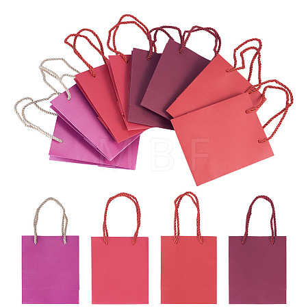 8Pcs 4 Colors Rectangle Paper Gift Bags with Handles CARB-TA0001-18A-1