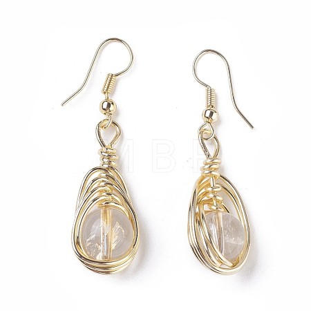Natural Quartz Crystal Dangle Earrings EJEW-F223-06C-1