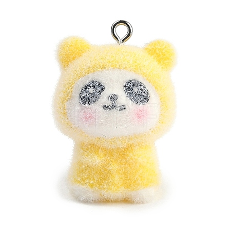 Animal Theme Flocky Resin Pendants LS-RESI-M051-01D-1