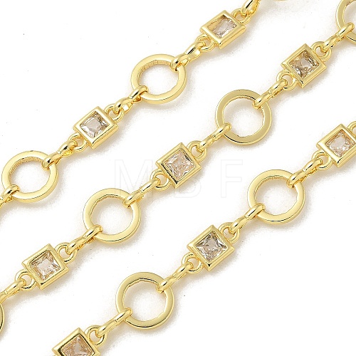 Rack Plating Brass Glass Link Chains CHC-P012-02G-1