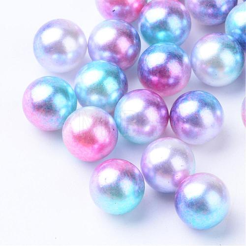 Rainbow Acrylic Imitation Pearl Beads OACR-R065-4mm-01-1