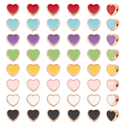 80Pcs 8 Colors Light Gold Plated Alloy Enamel Beads ENAM-AR0001-47-1