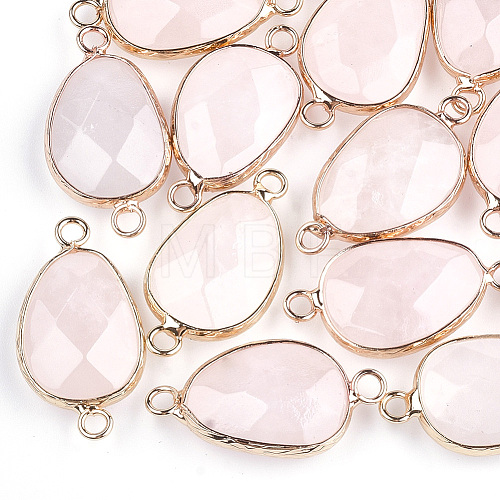 Natural Rose Quartz Links connectors G-S344-02N-1