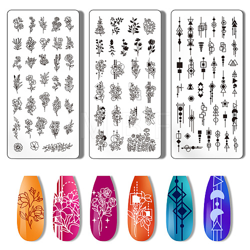 Stainless Steel DIY Nail Art Templates MRMJ-WH0092-014-1