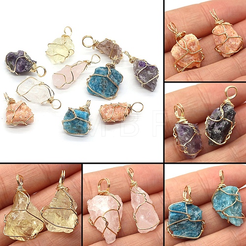 Raw Rough Natural Mixed Gemstone Pendants FIND-PW0020-04-1