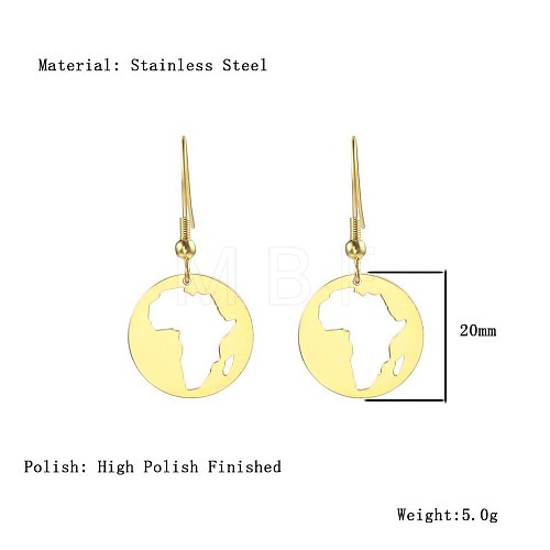 African Map Shape Dangle Earrings DG1061-4-1