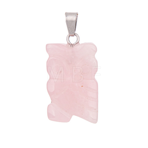 Natural Rose Quartz Pendants PW-WGE4606-02-1