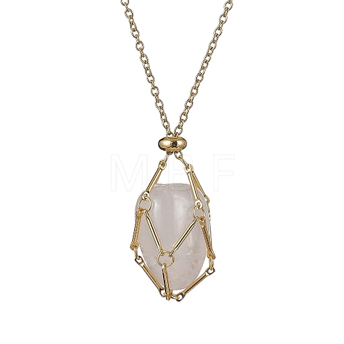 Crystal Cage Holder Necklace X-NJEW-JN04588-1