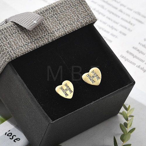 Rack Plating Brass Micro Pave Clear Cubic Zirconia Stud Earrings EJEW-K299-01G-H-1