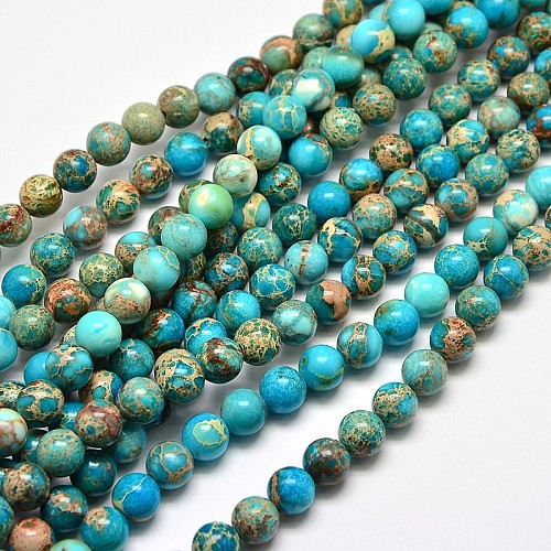 Natural Imperial Jasper Round Bead Strands X-G-I103-8mm-03-1