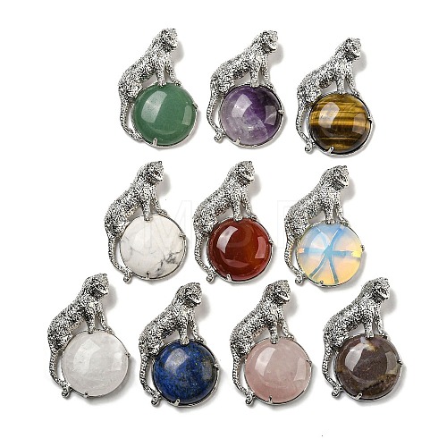 Natural & Synthetic Mixed Gemstone Half Round Pendants G-F766-06AS-1