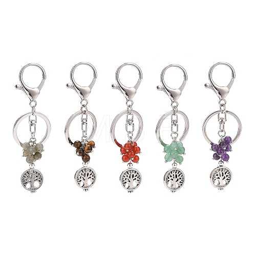 Natural Mixed Gemstone Keychain KEYC-JKC00426-1