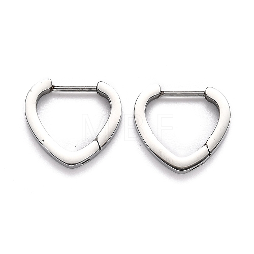 304 Stainless Steel Heart Huggie Hoop Earrings STAS-J033-15P-1