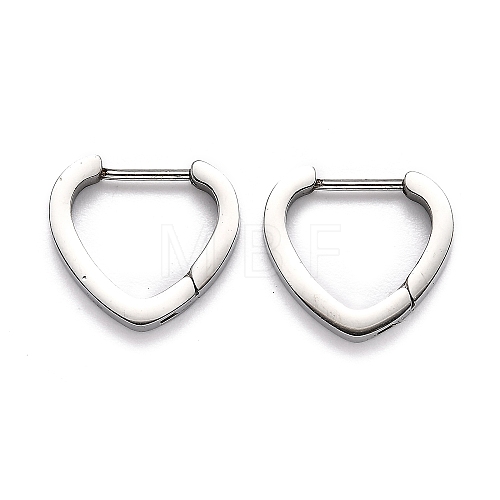 Tarnish Resistant 304 Stainless Steel Heart Huggie Hoop Earrings STAS-J033-15P-1