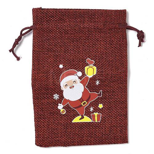 Christmas Theme Jute Cloth Storage Bags ABAG-F010-01B-05-1