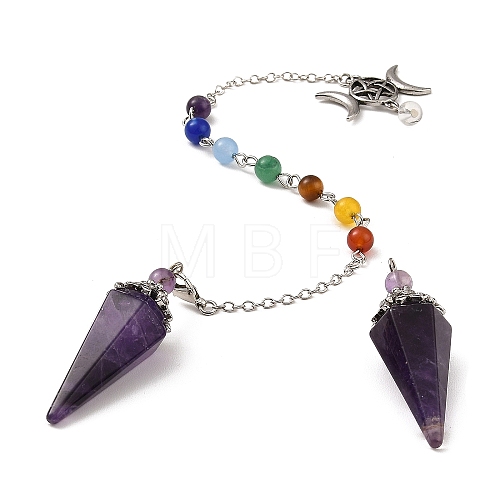 Natural Amethyst Pointed Dowsing Pendulums G-F754-01H-1
