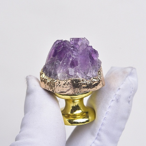 Rough Raw Natural Amethyst Cabinet Door Knobs PW23050349405-1