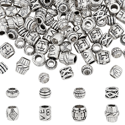  120Pcs 8 Style Tibetan Style Alloy European Beads TIBEB-NB0001-33-1