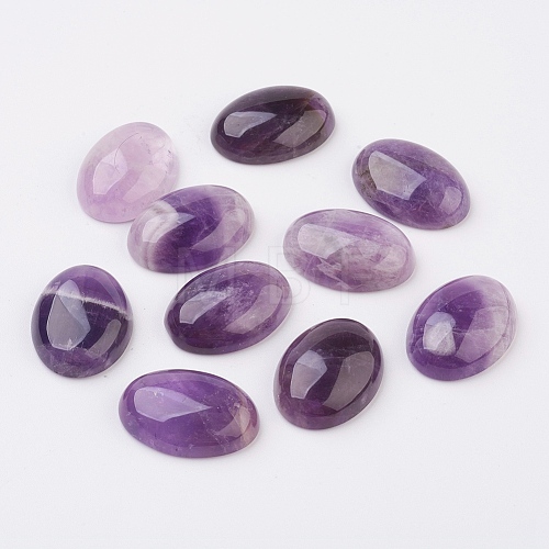 Natural Amethyst Flat Back Cabochons G-G741-18x25mm-17-1