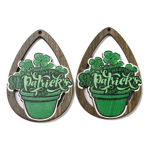 Saint Patrick's Day Single Face Printed Wood Big Pendants WOOD-E016-01-1