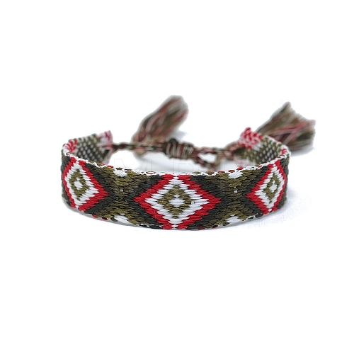 Polyester Braided Rhombus Pattern Cord Bracelet PW-WGDE6D0-17-1