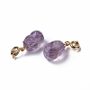 Natural Amethyst Pi Yao Spring Ring Clasp Charms HJEW-P014-08G-2