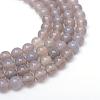 Round Natural Grey Agate Bead Strands G-R345-12mm-07-1