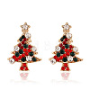 Christmas Tree Alloy Rhinestone Stud Earrings WG792CD-01-4
