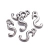 Gunmetal Plated Alloy Letter Pendants PALLOY-P097-03-S-2