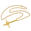 Upside Down Cross & Star Alloy Pendant Pendant Twisted Chain Necklaces for Women NJEW-NH0001-03G-4