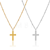 FIBLOOM 2Pcs 2 Colors 304 Stainless Steel Cross Pendant Necklace with Satellite Chains NJEW-FI0001-48-8