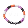 Halloween Word Acrylic & Handmade Polymer Clay Beaded Stretch Bracelets BJEW-JB10887-3