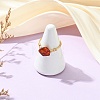 Copper Wired Natural Amber Finger Rings for Women RJEW-JR01053-2
