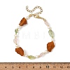 Raw Natural Amber & Rose Quartz Nuggets & Cultured Freshwater Pearl Beaded Bracelets BJEW-JB14288-5