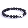 Natural Lava Rock & Synthetic Non-magnetic Hematite Beads Stretch Bracelets for Women Men BO6196-1-1