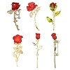 5Pcs 5 Styles Rose Flower Alloy Resin Lapel Pin Brooches for Backpack Clothes JEWB-CJ0003-53-1