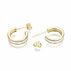 Semicircular Brass Micro Pave Clear Cubic Zirconia Half Hoop Earrings EJEW-T046-21E-NF-3