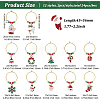 24Pcs 12 Styles Christmas Tree & Snowflake & Sock & Santa Claus Alloy Enamel Dangle Wine Glass Charms with Glass Pearl AJEW-BC0003-12-2
