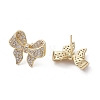 Bowknot Brass Stud Earrings EJEW-M245-05G-1